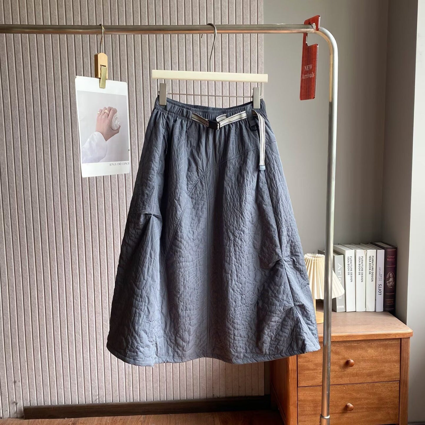 Damen Midirock mit Gummizug und Taschen Norvielle