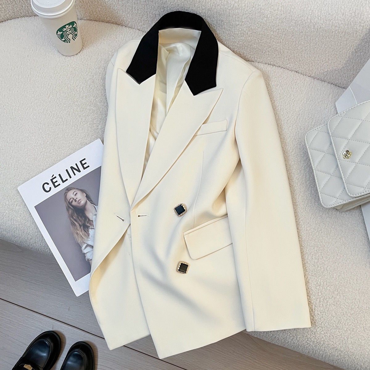 Damen Doppelreiher Blazer Norvielle Elegantes Design