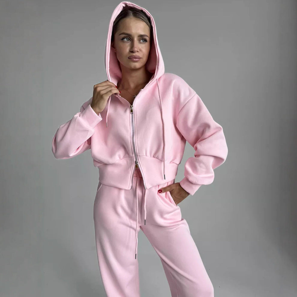 Damen Sport Set Cropped Hoodie und Jogginghose Norvielle
