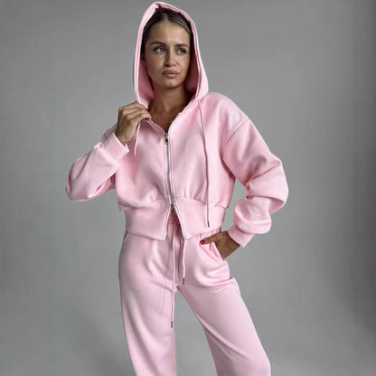 Damen Sport Set Cropped Hoodie und Jogginghose Norvielle