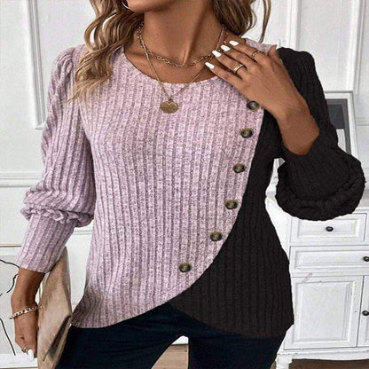 Damen Pullover Asymmetrisch Knopfdetails Norvielle - Norvielle
