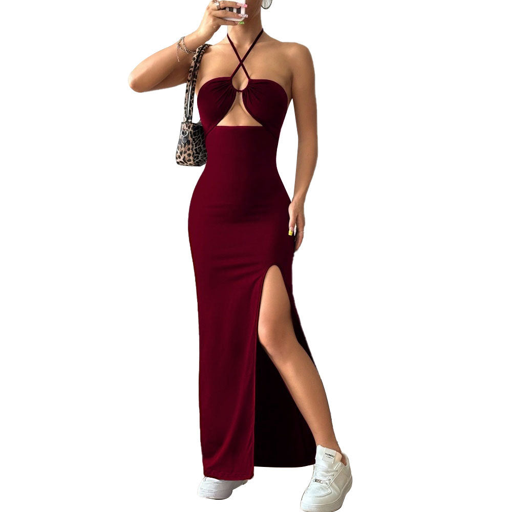 Damen Maxikleid Cut-Out Schlitz Norvielle