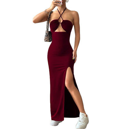 Damen Maxikleid Cut-Out Schlitz Norvielle