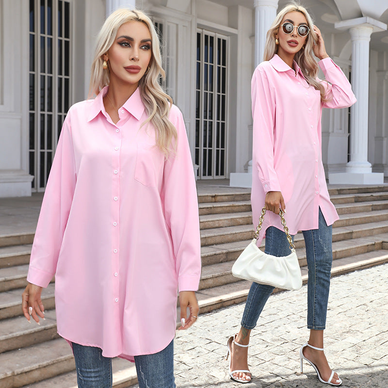Damen Hemdbluse Übergrößen Modernes Design Brusttasche Weiße Bluse
