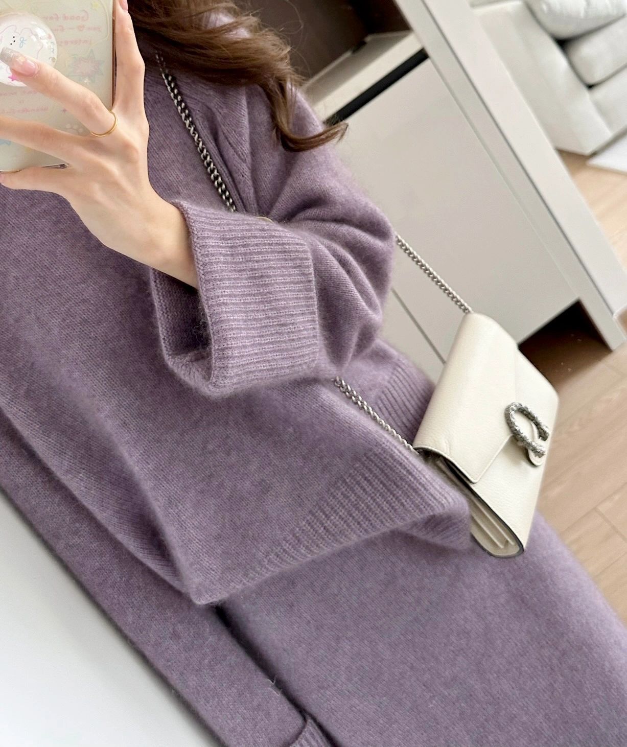 Damen Grobstrickpullover Lässiger Schnitt Stehkragen Beige