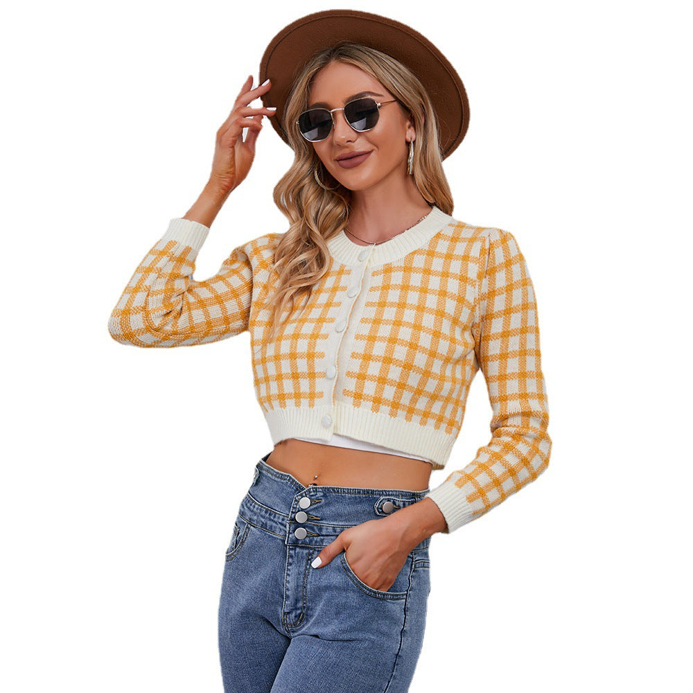 Damen Strickcardigan Karo Norvielle Weich Grün