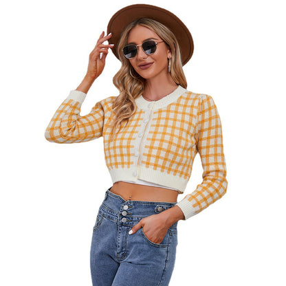 Damen Strickcardigan Karo Norvielle Weich Grün