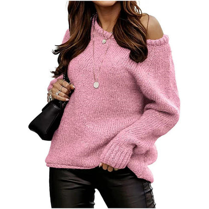 Damen Strickpullover Schulterfrei Oversized Norvielle