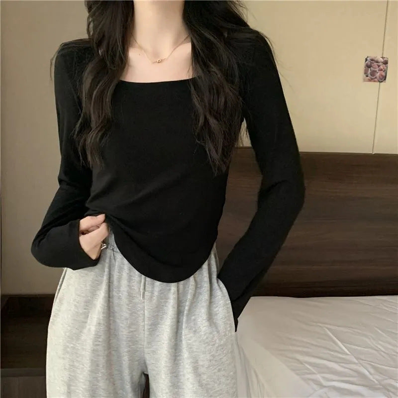 Damen Langarmoberteil Eleganter Ausschnitt Moderner Schnitt