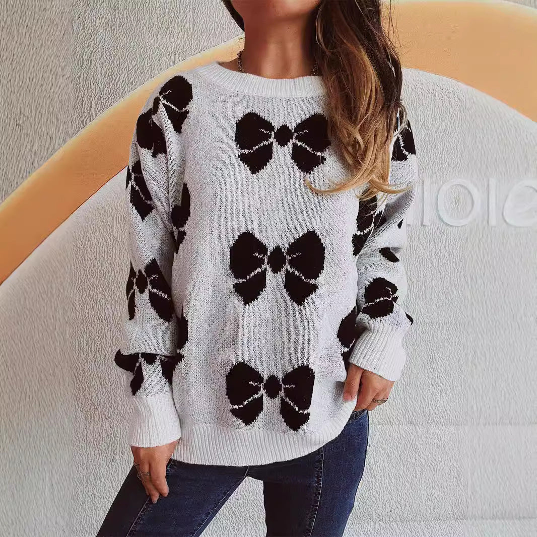 Damen Pullover Verspieltes Schleifenmuster Norvielle