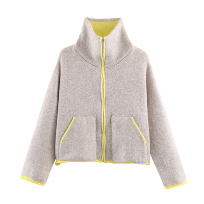 Damen Fleecejacke Oversized mit Kragen und Taschen Norvielle