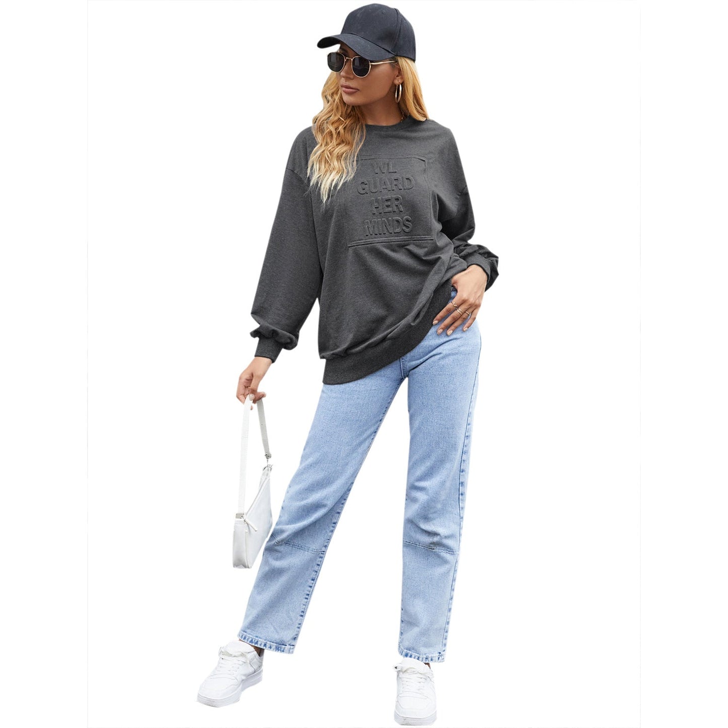 Damen Sweatshirt Rundhalsausschnitt mit Schriftzug