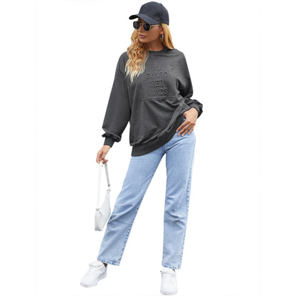 Damen Sweatshirt Rundhalsausschnitt mit Schriftzug