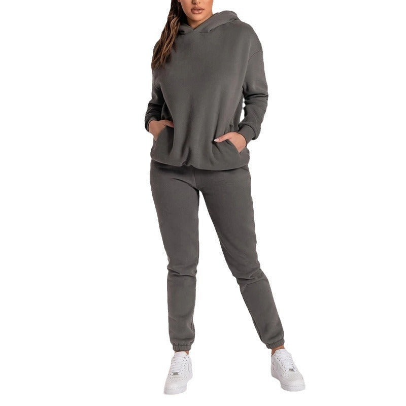 Damen Hoodie-Set Elastisch Mit Taschen Beige