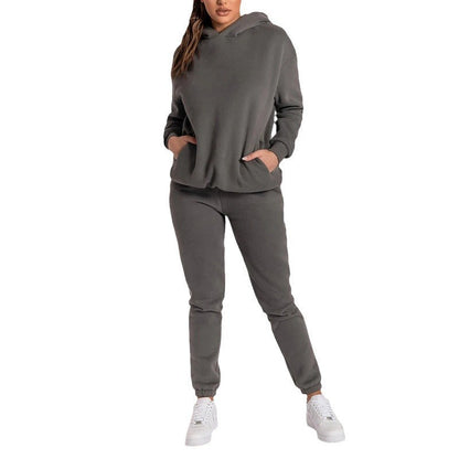 Damen Hoodie-Set Elastisch Mit Taschen Beige