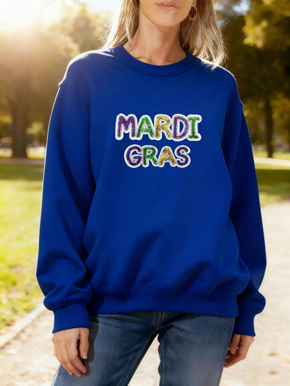 Damen Sweatshirt Mardi Gras Schriftzug Leicht Norvielle