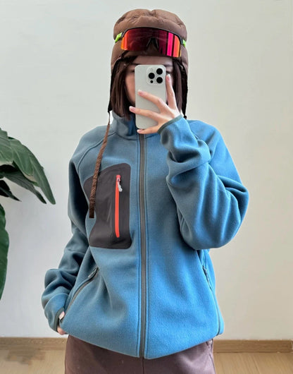 Damen Fleecejacke Norvielle Mit Taschen Hocher Kragen