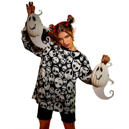 Damen Oversized Sweatshirt Totenkopf-Design Norvielle