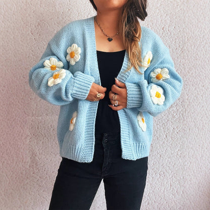 Damen Strickjacke Florale Applikationen Norvielle - Norvielle