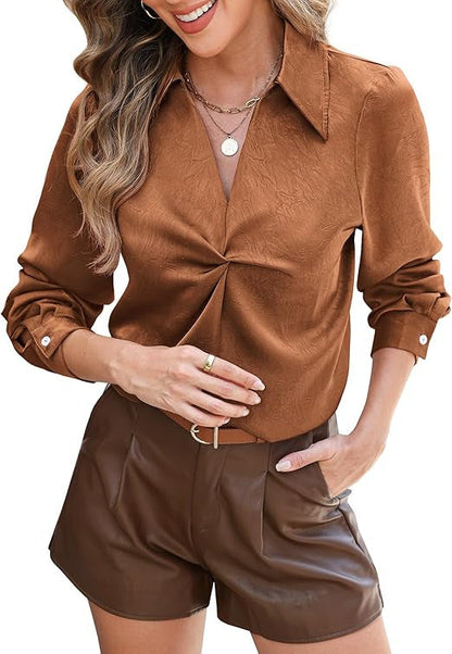 Damen Bluse mit Manschetten Twist-Detail Norvielle