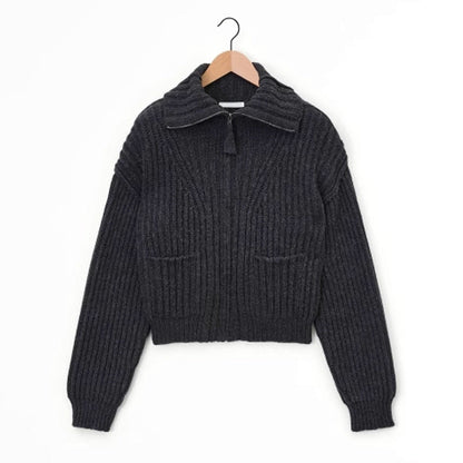 Damen Grobstrickpullover Hochkragen Mit Taschen Norvielle