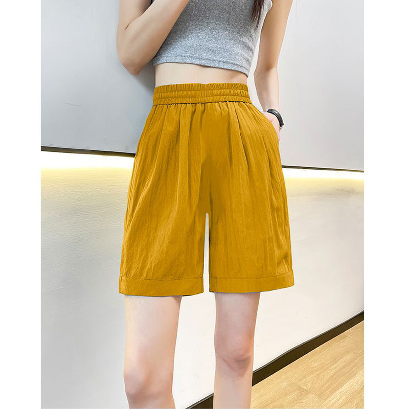 Damen Shorts Elastischer Bund Seiten-Taschen Bequem