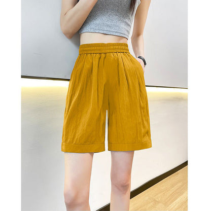 Damen Shorts Elastischer Bund Seiten-Taschen Bequem