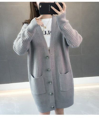 Damen Strickjacke Eingrifftaschen Knopfleiste Norvielle