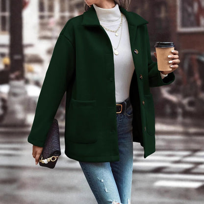 Damen Oversized-Jacke Knopfdetails Taschen Norvielle