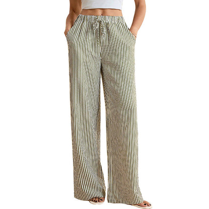 Damen Weite Streifenhose Elastischer Bund Norvielle