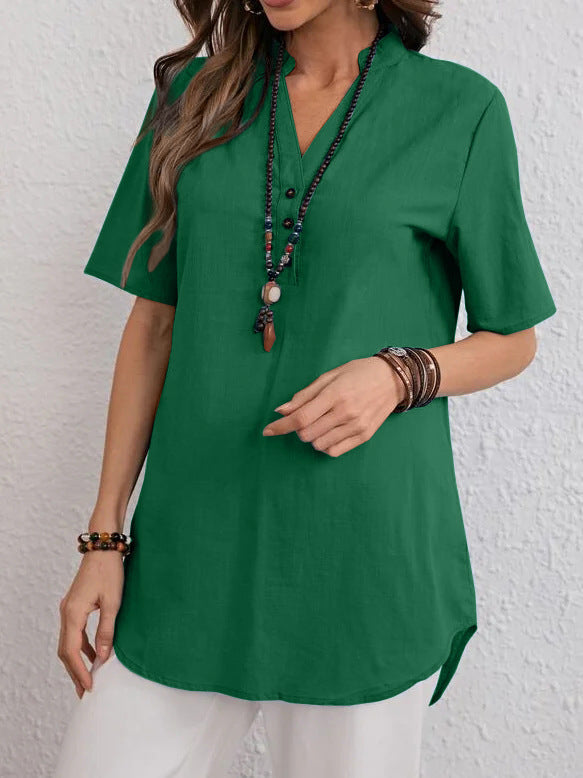 Damen Blusenshirt Kurzärmelig Modern Druckknöpfe Norvielle
