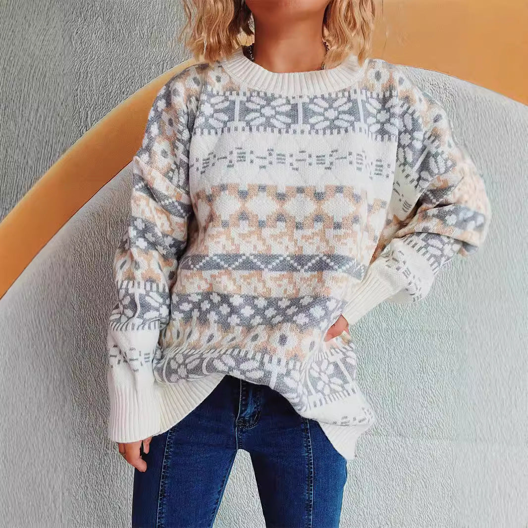 Damen Pullover Norweger Muster Lässig Bequem - Norvielle