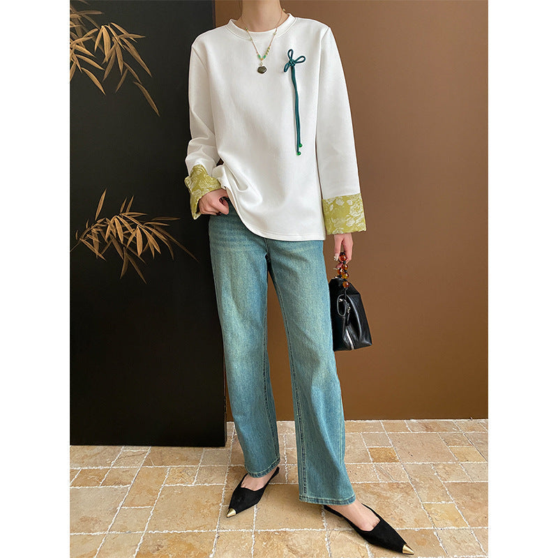 Damen Sweatshirt Floraler Kragen Norvielle