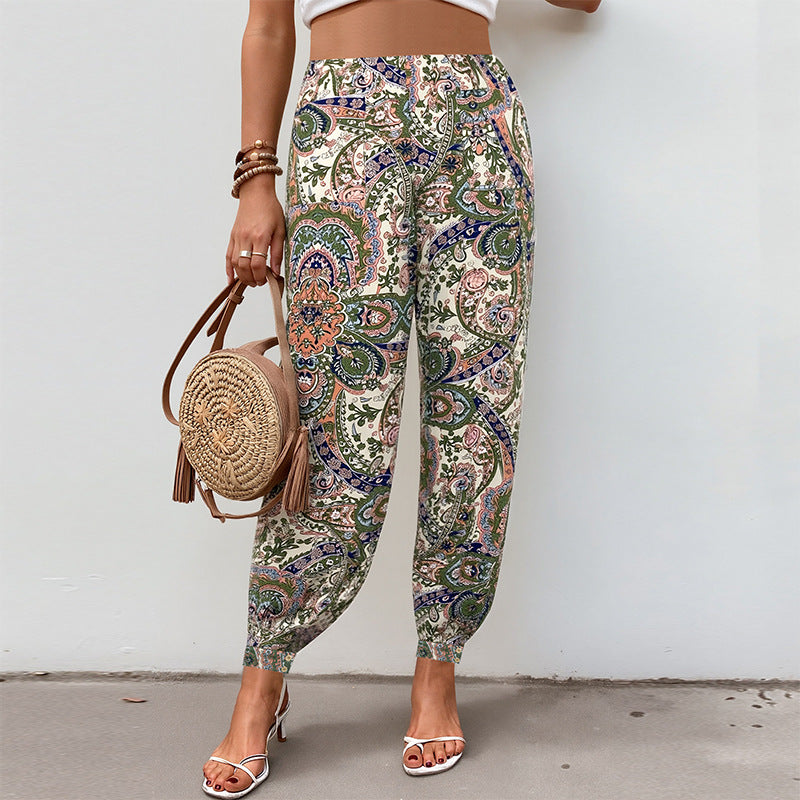 Damen Palazzo-Hose Floralmuster Elastischer Bund Norvielle