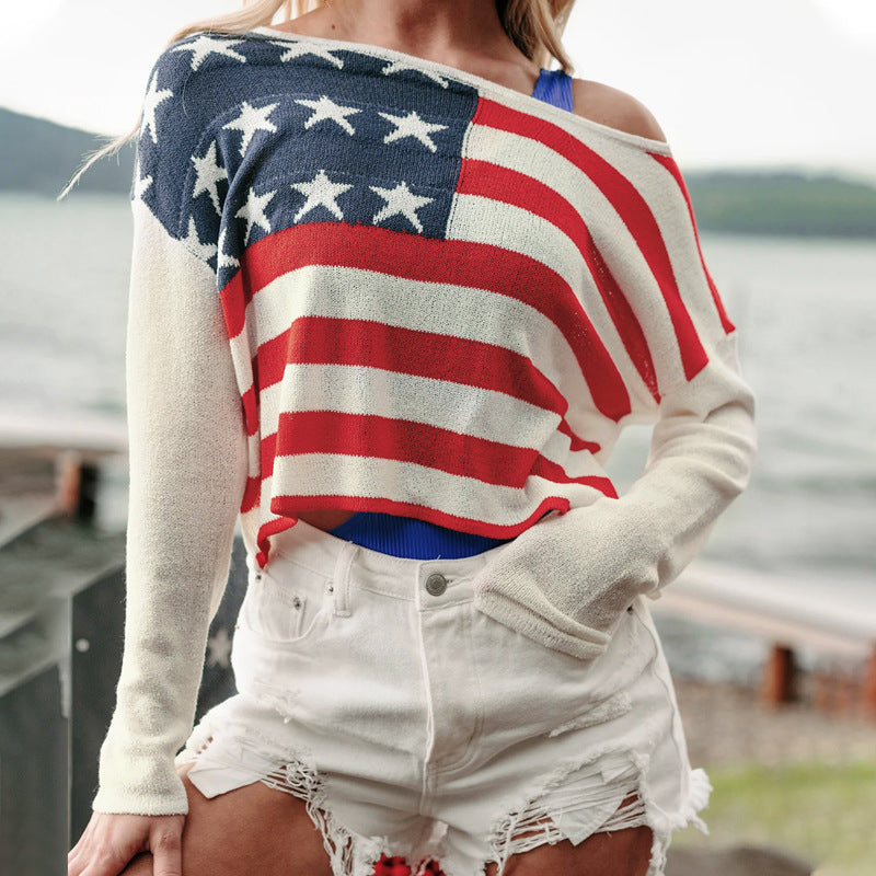 Damen Pullover Flaggen-Design Norvielle