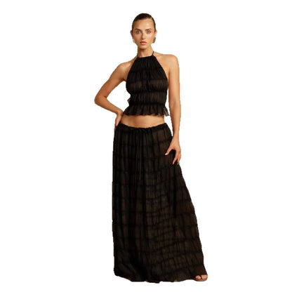 Damen Maxikleid Gerafftes Oberteil Eleganter Taillenauschnitt