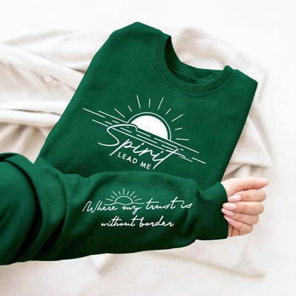 Damen Sweatshirt Weiches Fleece Inspirierender Druck Anthrazit