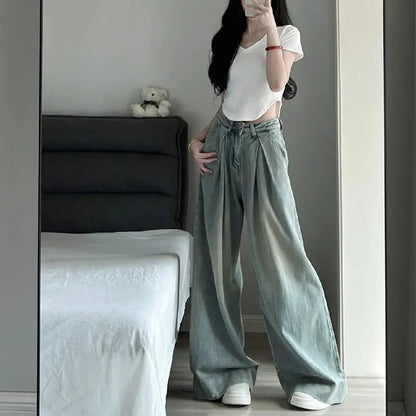 Damen Hochtaillen Jeans Weit Norvielle