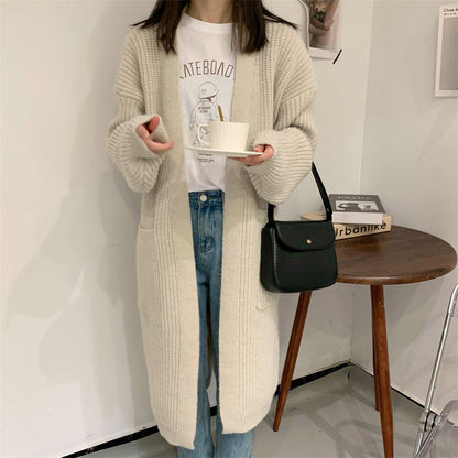 Damen Strickcardigan Übergröße Lässiger Schnitt Mit Taschen Beige - Norvielle