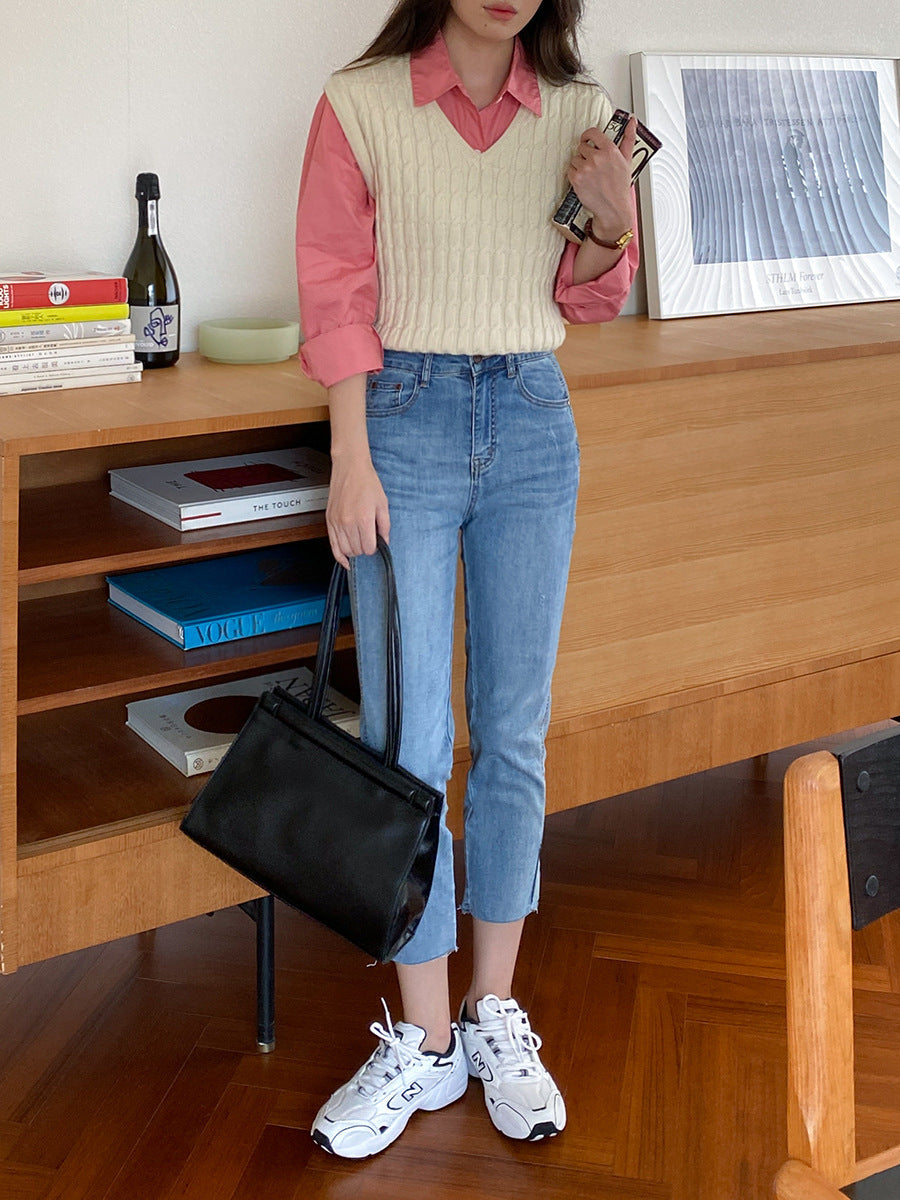 Damen Strickpullover Ohne Ärmel