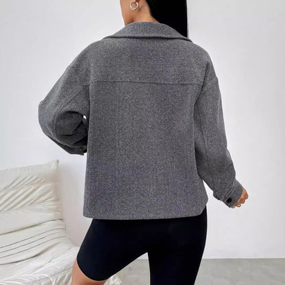 Damen Oversized Jacke aus Norvielle mit Taschen und