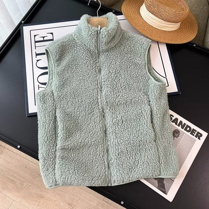 Damen Fleece-Weste Hochkragen Norvielle Kuschelig Beige