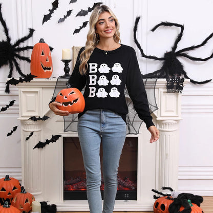 Damen Halloween Pullover Geistermotiv Weit