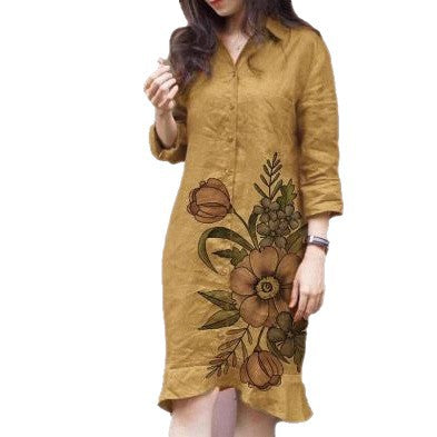 Damen Blusenkleid mit Blumenmuster Tailliert Norvielle