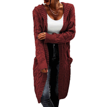 Damen Cardigan Grosstrick Kabelmuster Beige