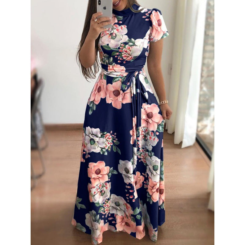 Damen Maxikleid Floralmuster Wickeldesign Kurvenbetonend es
