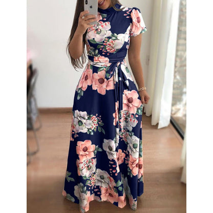 Damen Maxikleid Floralmuster Wickeldesign Kurvenbetonend es