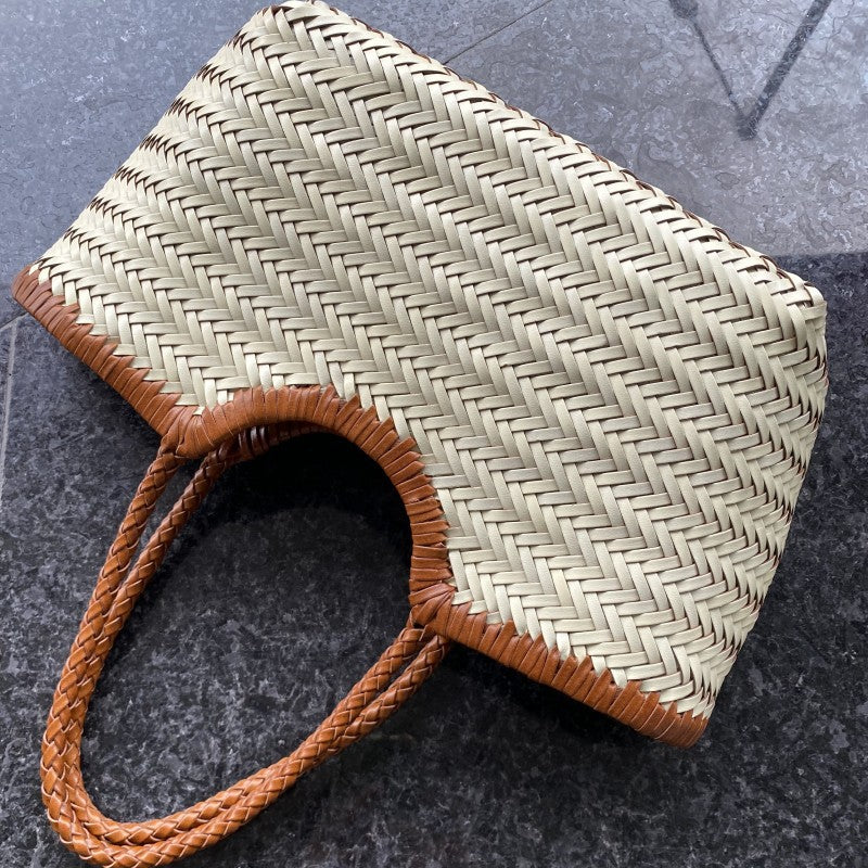 e Geflochtene Leder-Shopper Rustikal Damen