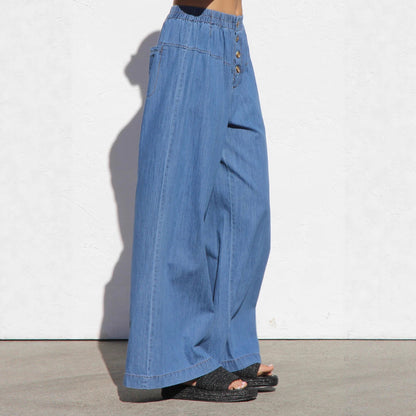 Damen Weite Denim-Hose Elastisch