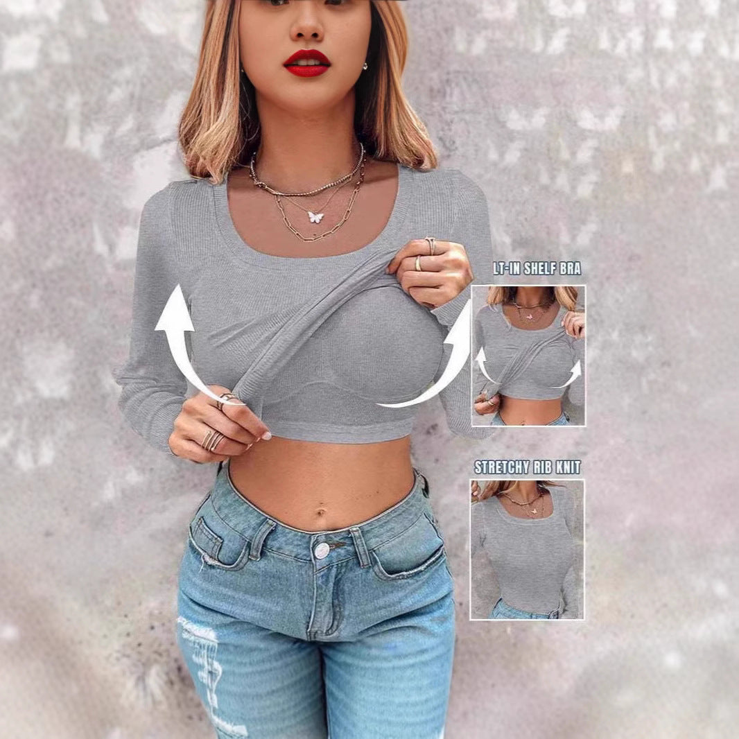 Damen Cropped Langarmshirt Mit Trägershirt Norvielle